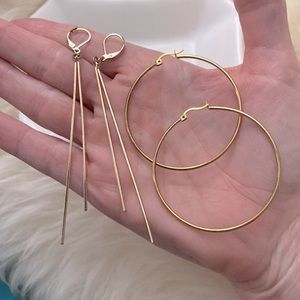 2 Pairs Gold Plated Sterling Silver Earrings